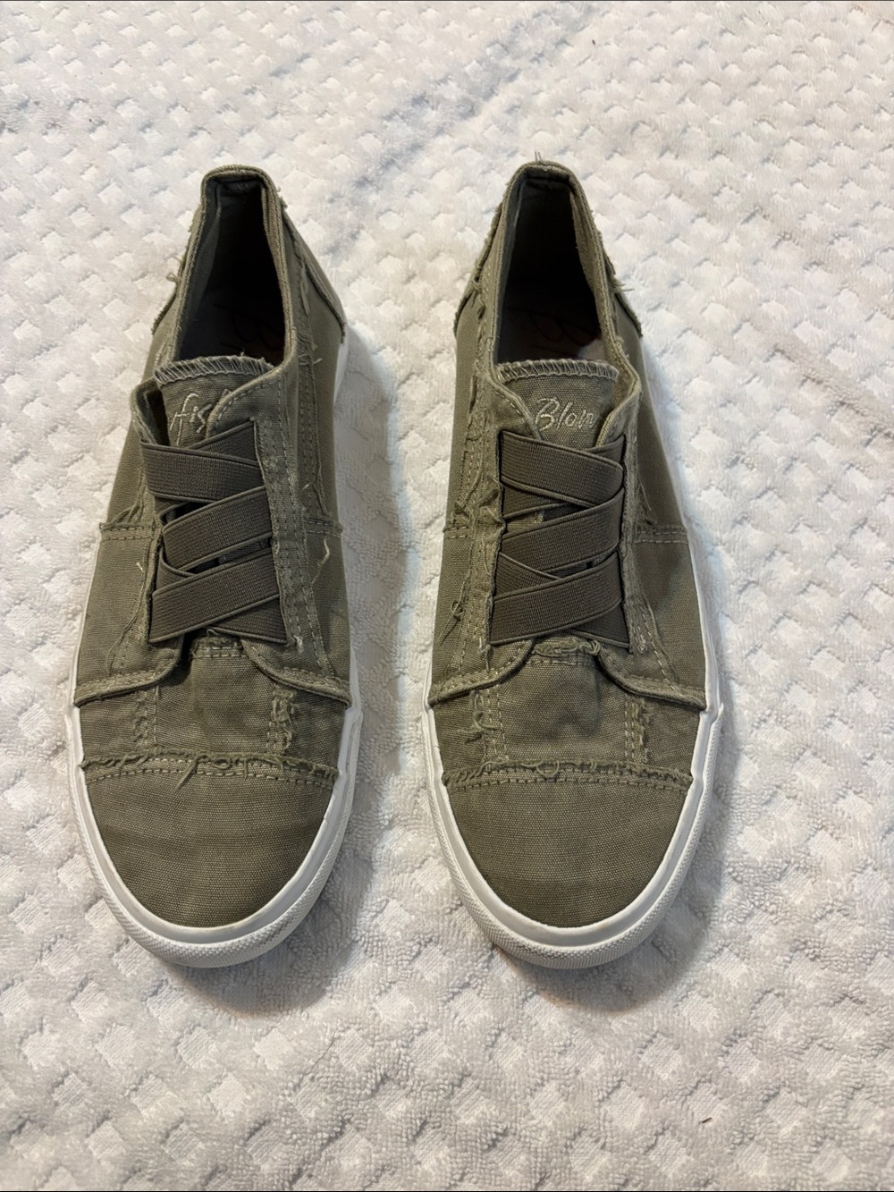 Blowfish Olive Canvas Slip-On Sneakers with White Sole